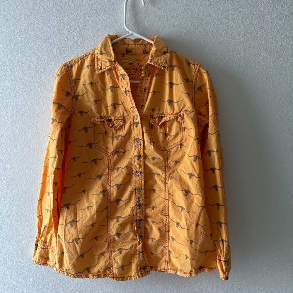 Women's Orange Button-Up Shirt